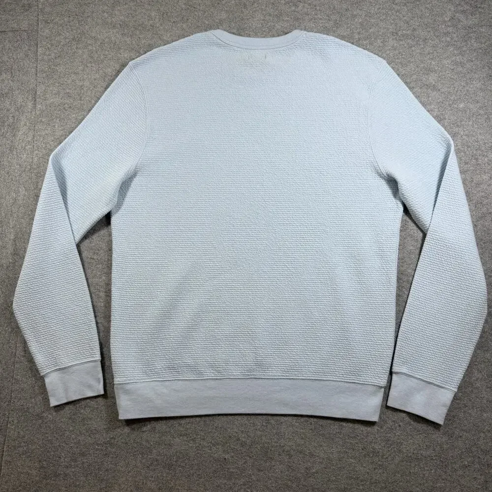 J. Crew Waffle Knit Sweatshirt Mens M Light Blue Crewneck Cotton Casual Pullover